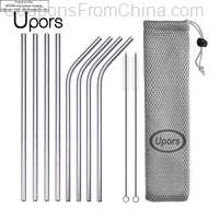 UPORS 4pcs Reusable Drinking Straw 304 Stainless Steel