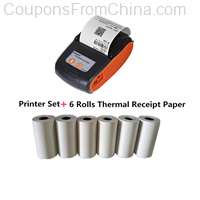 Wireless Mini Thermal Printer with 6 Rolls Paper
