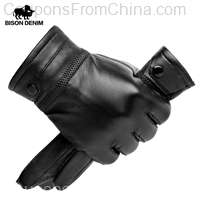 BISON DENIM Men Genuine Sheepskin Leather Gloves