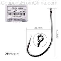 50pcs Coating High Carbon Stainless Steel Barbed Carp Fishing Hooks