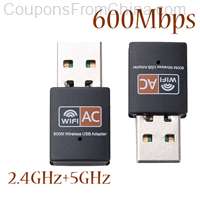 USB WiFi Adapter 600Mbps 2.4GHz 5GHz
