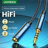 UGREEN 3.5mm Jack AUX Audio Male to Female Extension Cable with Microphone 1m